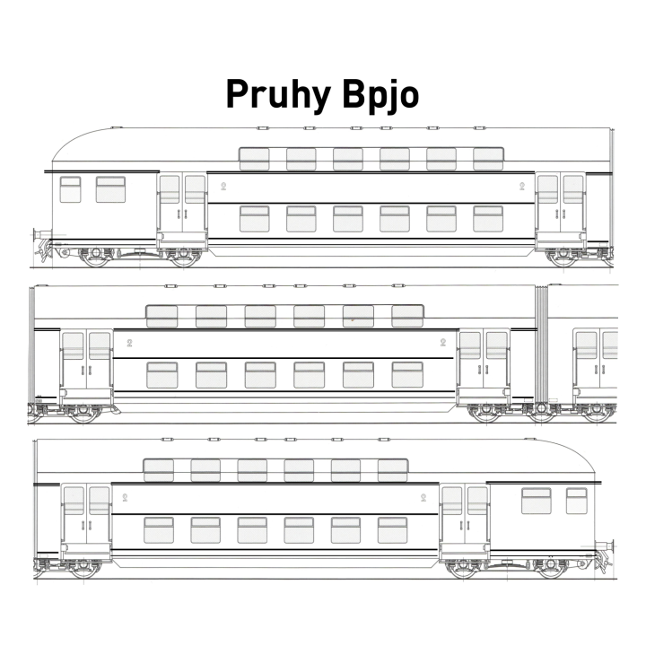 Pruhy žluté pro vozy Bp/Bpjoz/Btjo/Bpjo